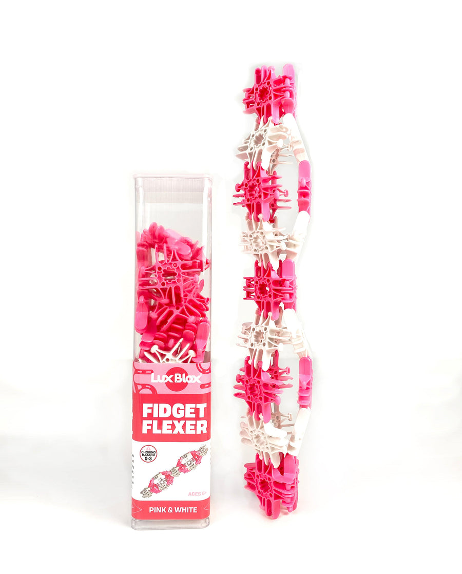 LUX BLOX Pink and White Fidget Flexers! 728028468250 LUX-FFPW